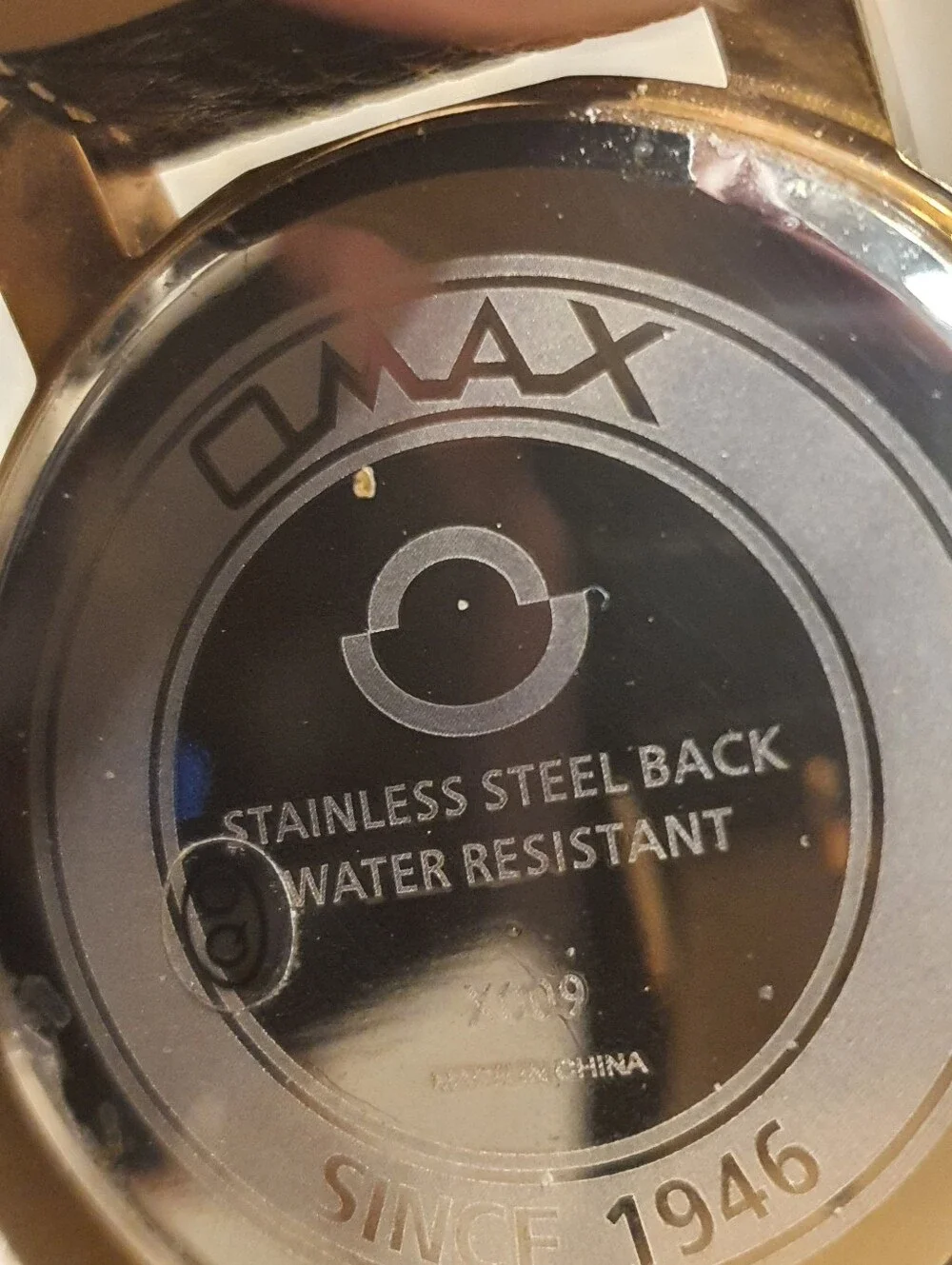 Omax Goldtone/Black Leather Diver Style Men's Watch